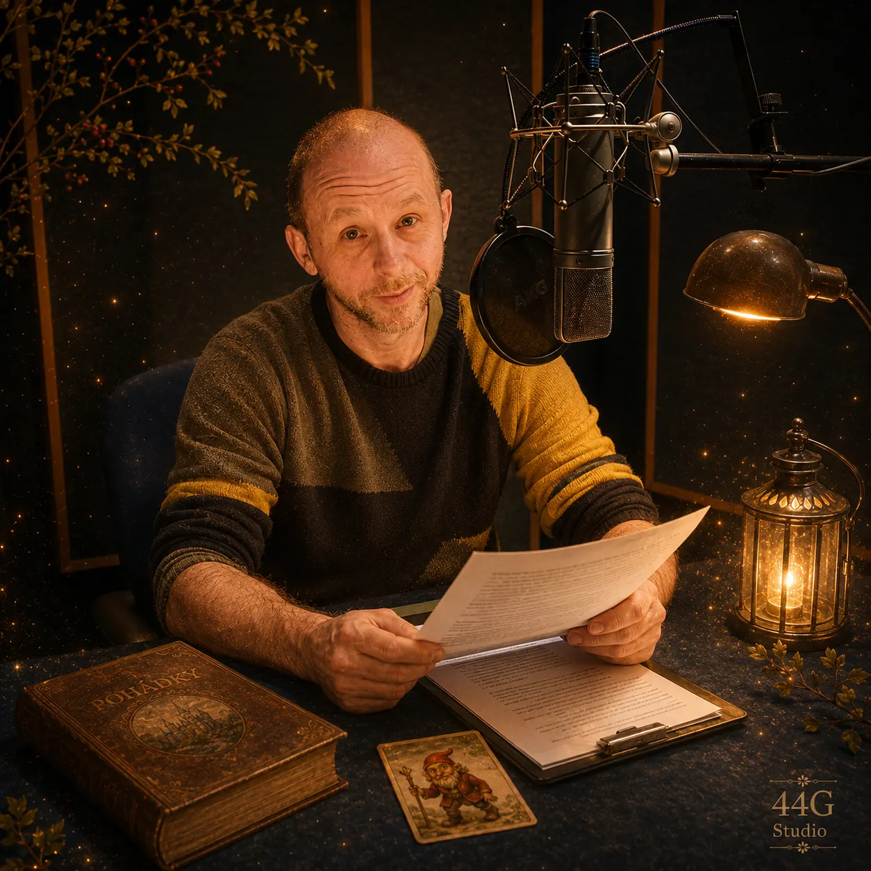 Jakub Albrecht ve studiu jako Pohádkový kapitán projektu Zvědohlav